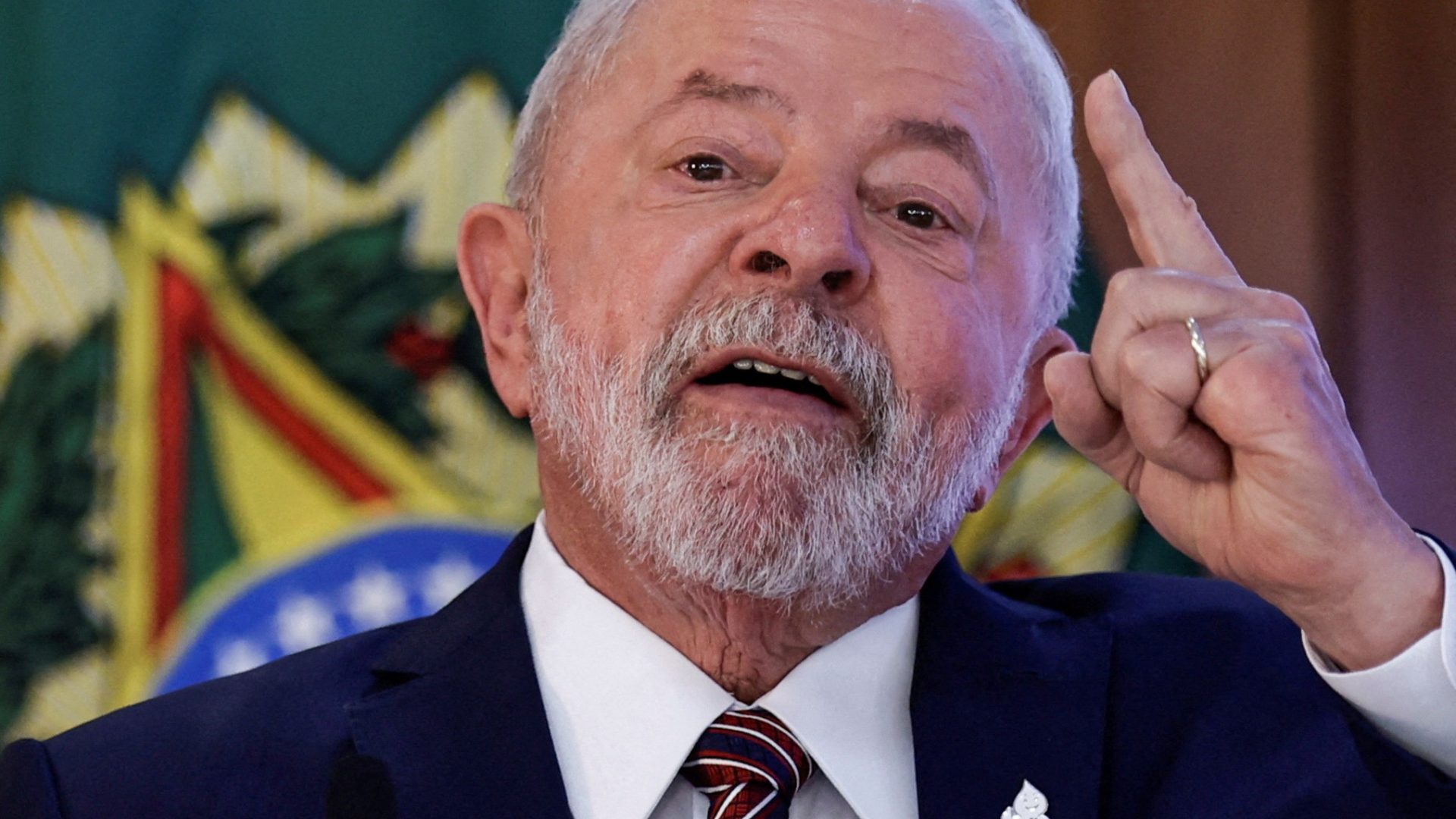 FILE PHOTO: Brazil's President Luiz Inacio Lula da Silva gestures during a ministerial meeting to celebrate the first 100 days of his government at the Planalto Palace in Brasilia, Brazil, April 10, 2023. REUTERS/Ueslei Marcelino