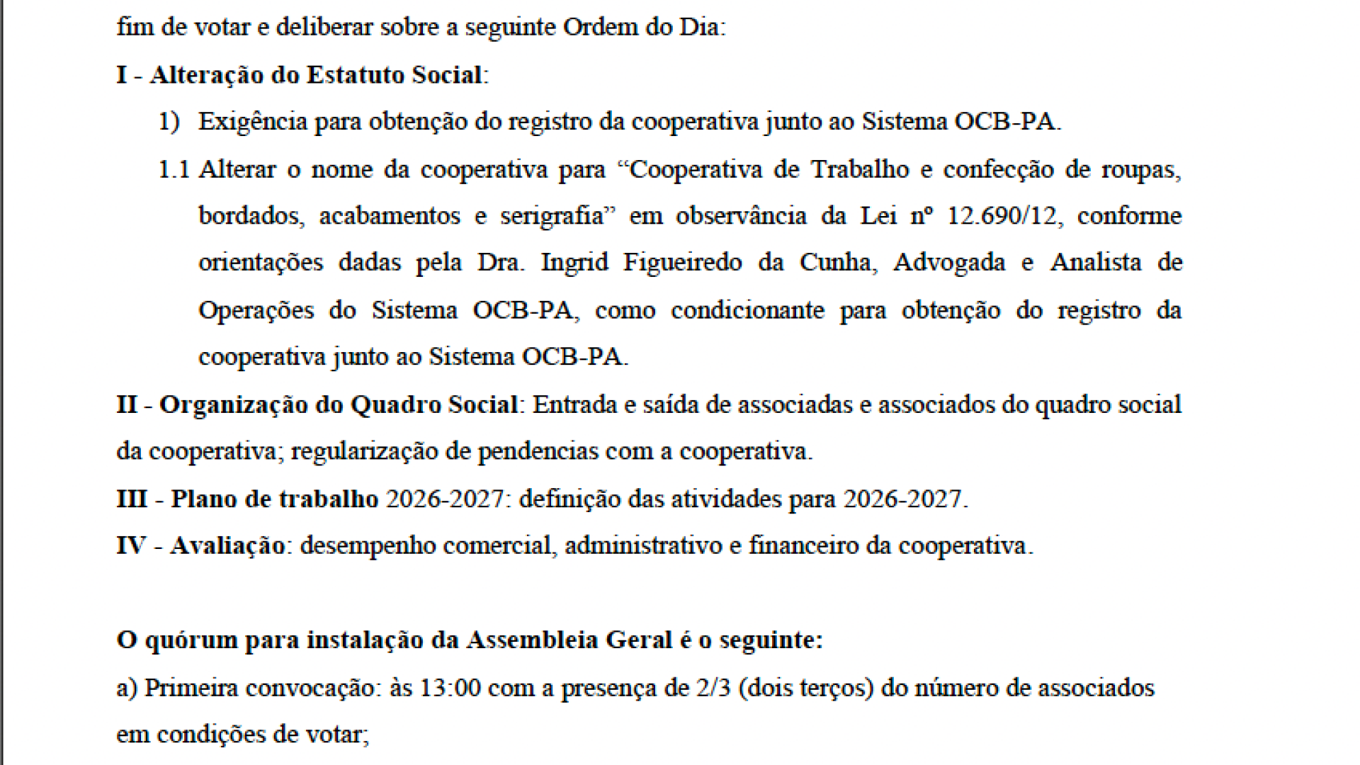 Confecooper convoca associados para assembleia geral em Parauapebas