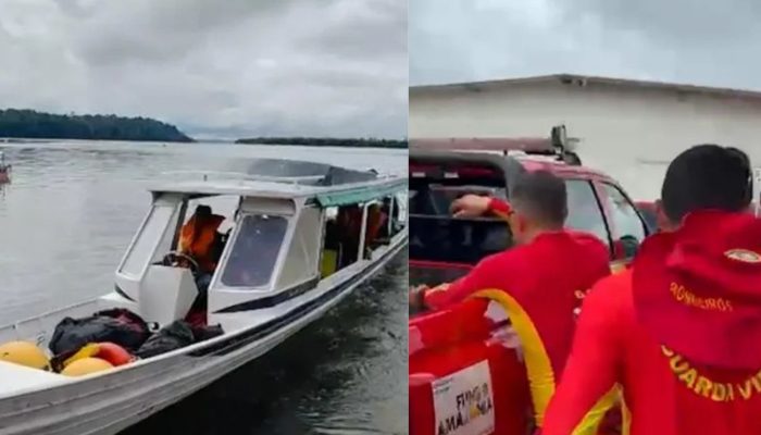 Cerca de 26 pessoas estavam nas duas embarcações que naufragaram em um dos trechos mais perigosos do Rio Xingu (Foto: Reprodução / Redes Sociais