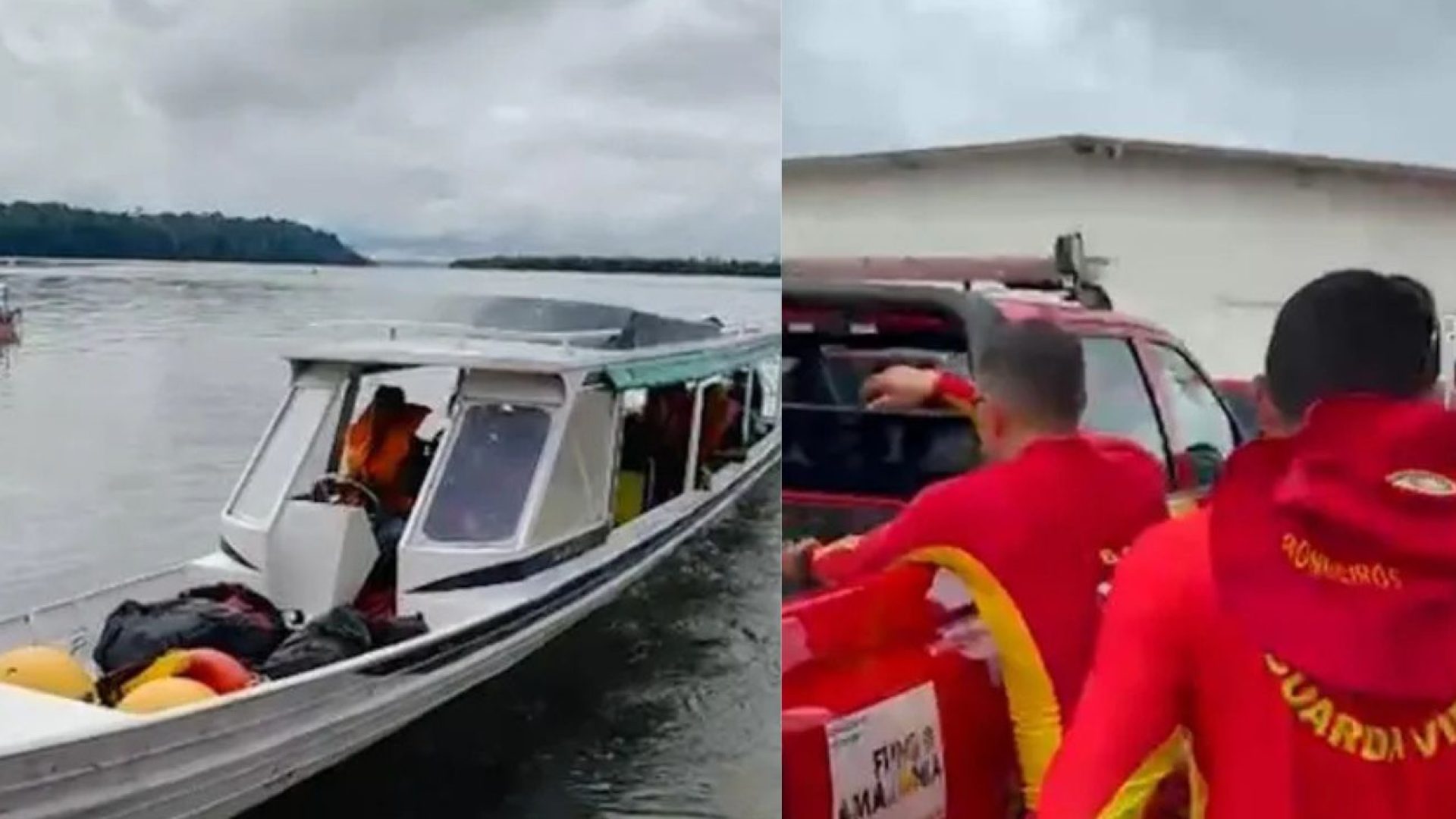 Cerca de 26 pessoas estavam nas duas embarcações que naufragaram em um dos trechos mais perigosos do Rio Xingu (Foto: Reprodução / Redes Sociais