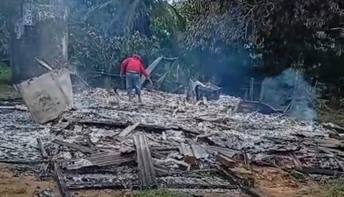 um curto-circuito. O fogo se espalhou rapidamente e consumiu todo o imóvel, não