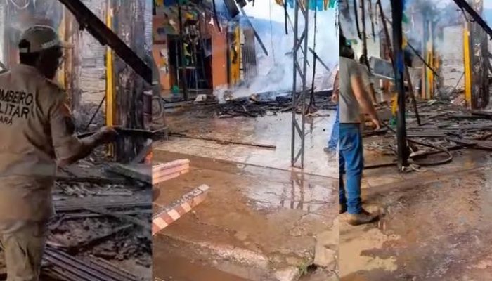 Incêndio de grandes proporções destrói churrascaria em Novo Repartimento. (Redes sociais