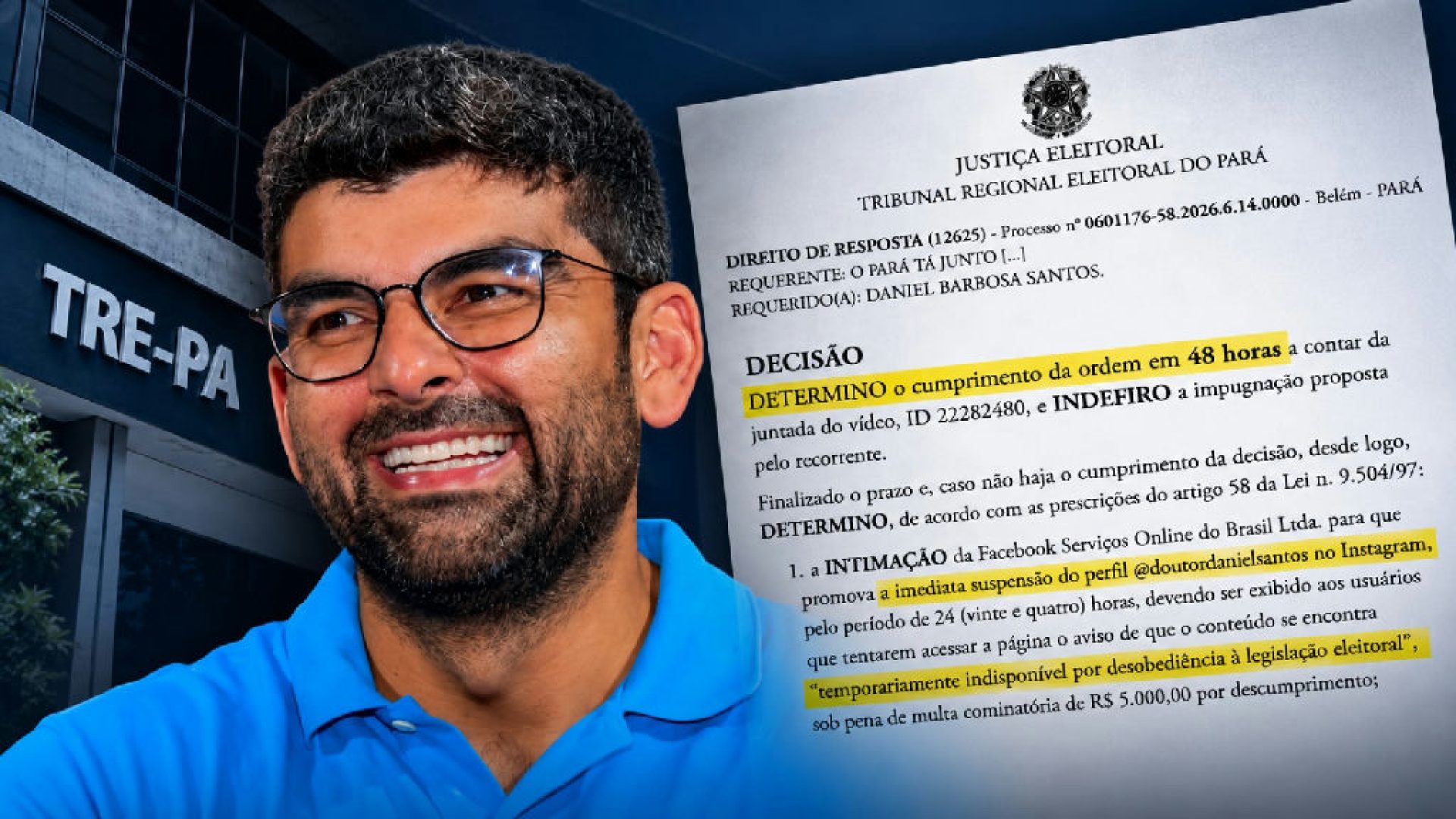 Justiça Eleitoral do Pará impõe prazo para cumprimento de direito de resposta a Daniel Barbosa Santos